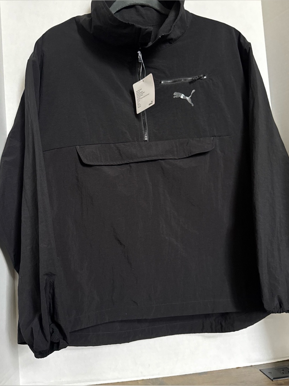 Puma Black Half Zip Pullover Windbreaker Women’s Size Small Black NEW
